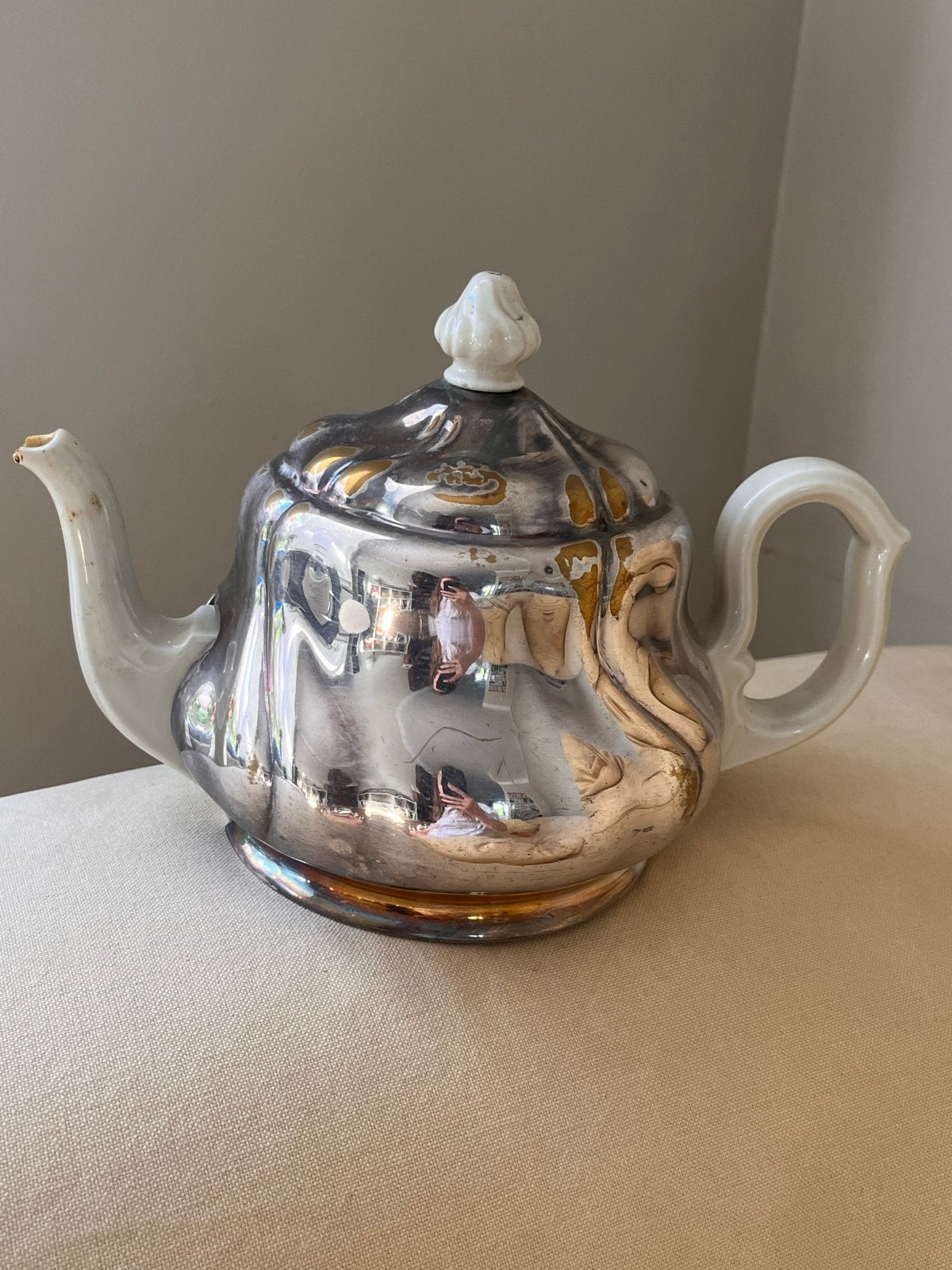 Antieke verzilverde theepot - Uniek design, Ophalen of Verzenden