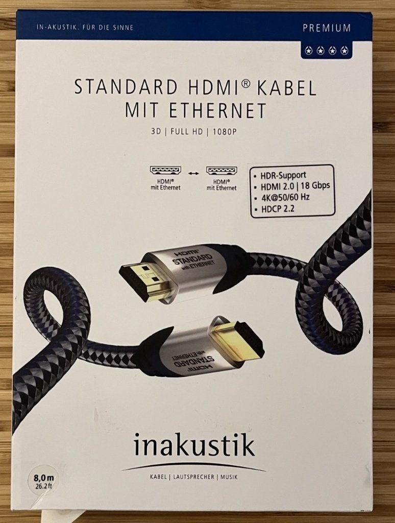 Inakustik HDMI kabels Premium 8m/10m, Ophalen of Verzenden, Nieuw, 5 tot 10 meter, HDMI-kabel