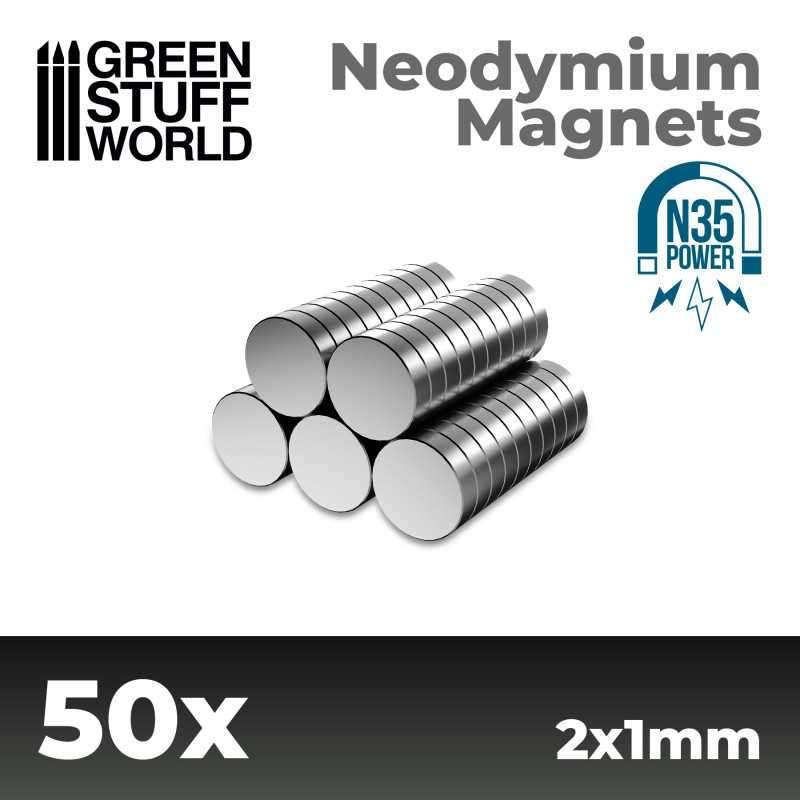 Neodymium Magnets 2x1mm - 50 units (N35) 11518, Verzenden, Spanje, GSW, Info@sceneryenzo.nl
