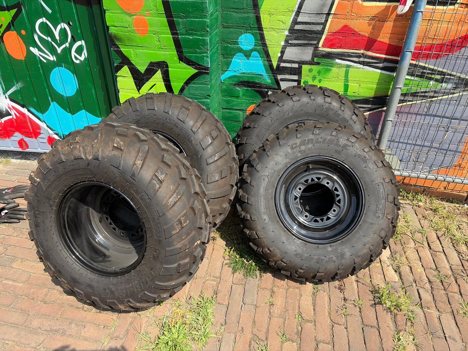 Carlisle ATV banden met velgen - 25x8-12 en 25x10-12, Ophalen, Overige, Gebruikt, Banden en Velgen