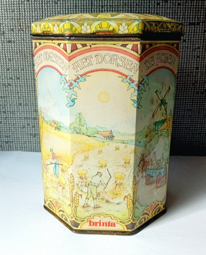 vintage blik trommel Brinta, Verzamelen, Verzenden, Gebruikt, Overige