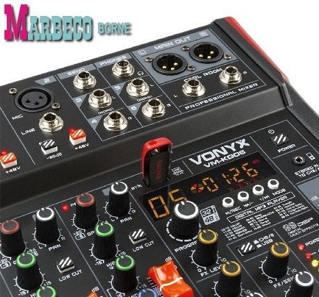 Mixer, Mengpaneel 6-kanaals, Bluetooth, USB, MP3, DSP, Rec, Vonyx, Nieuw, Info@marbeco.nl, Overige instrumenten