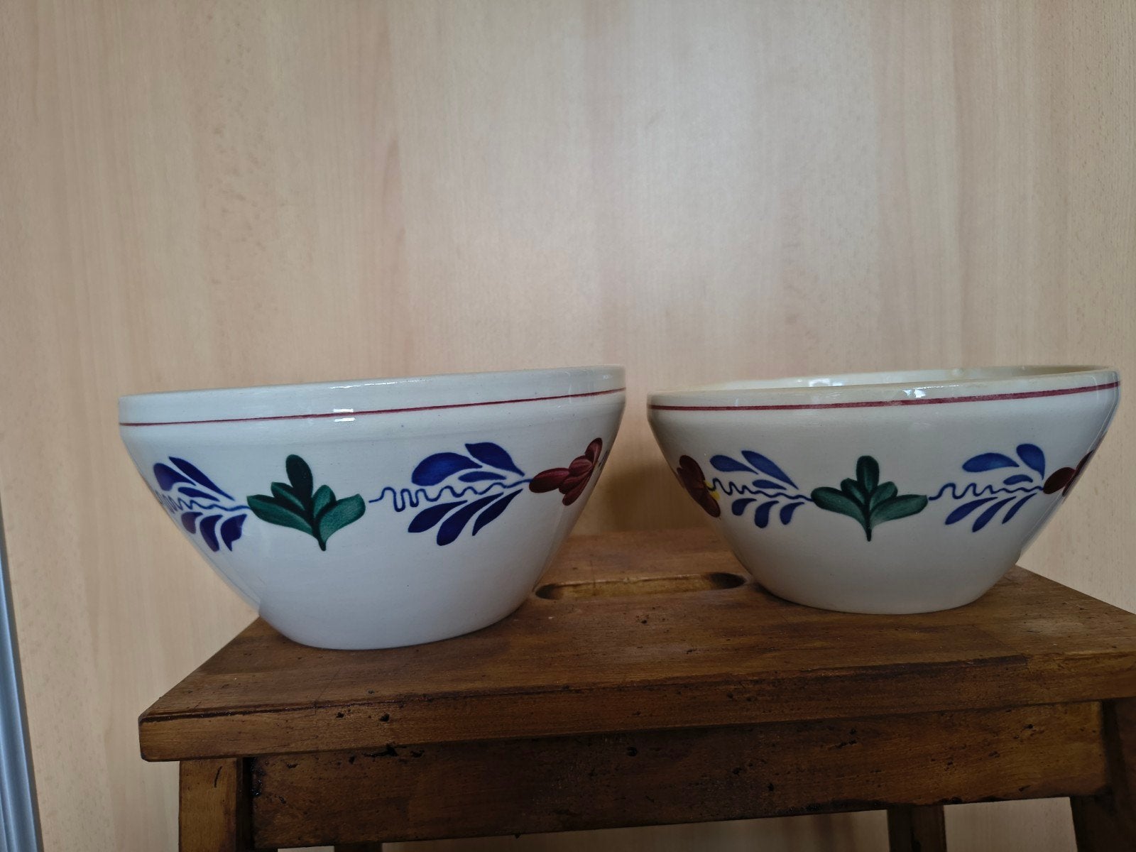Set van 2 vintage kommen van Boch, boerenbont, Ophalen