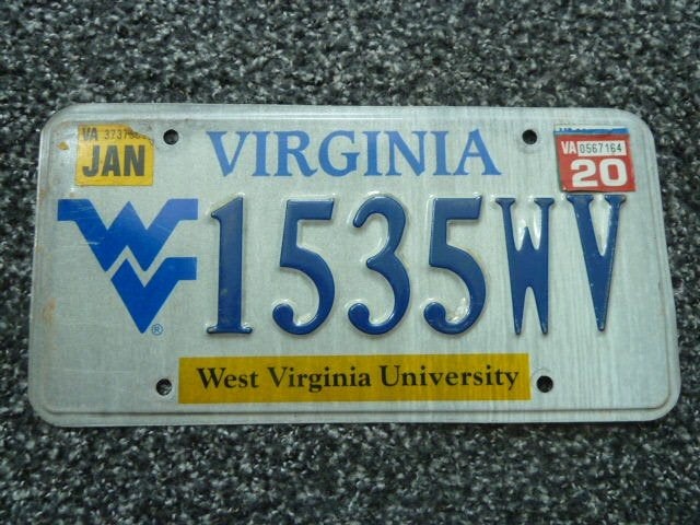 Kentekenplaat licenseplate West Virginia University USA, Verzenden, Gebruikt, Auto's