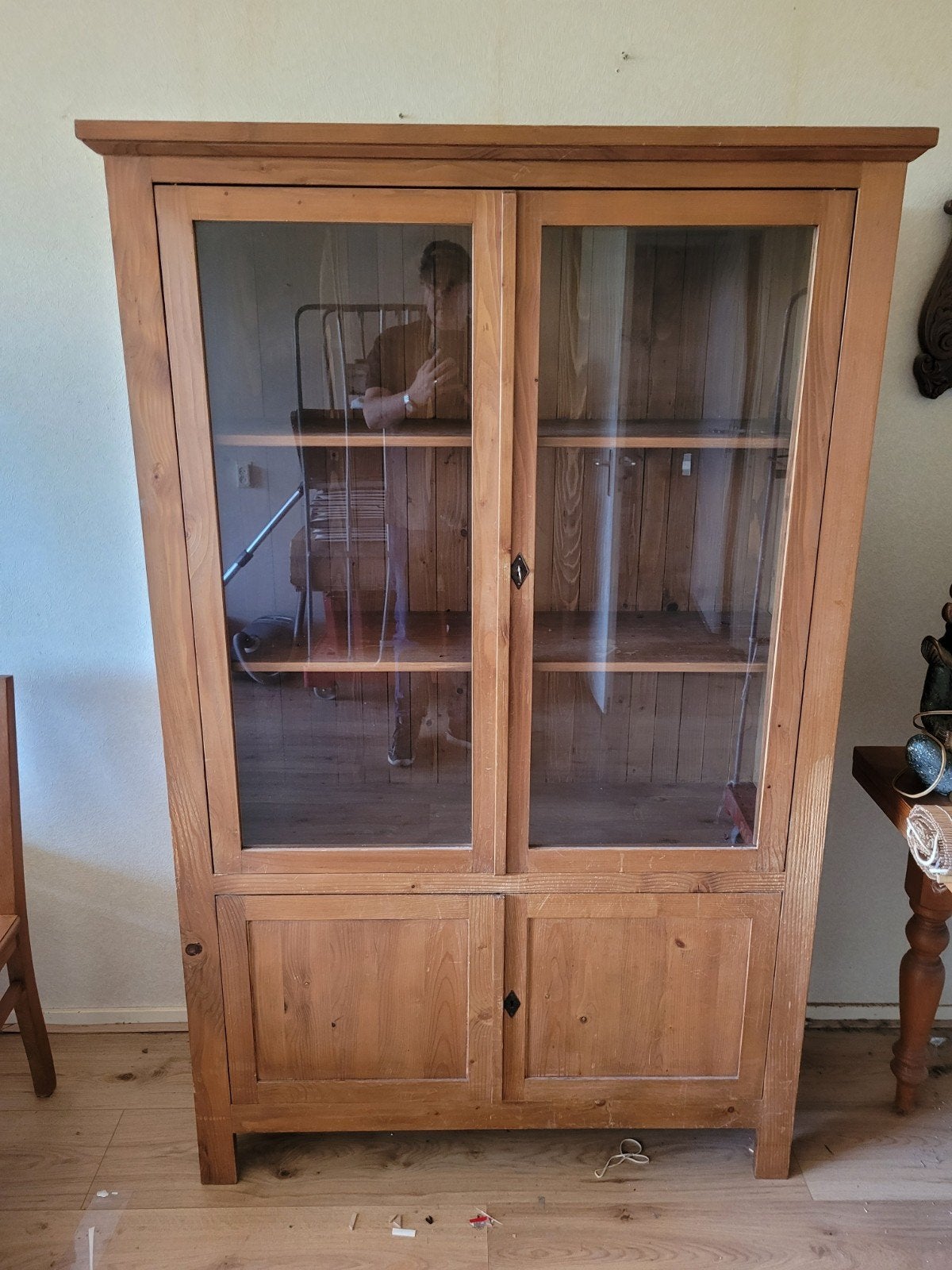 Mooie oud grenen kast, Huis en Inrichting, Kasten | Vitrinekasten, Ophalen, Met plank(en), Gebruikt, 100 tot 150 cm