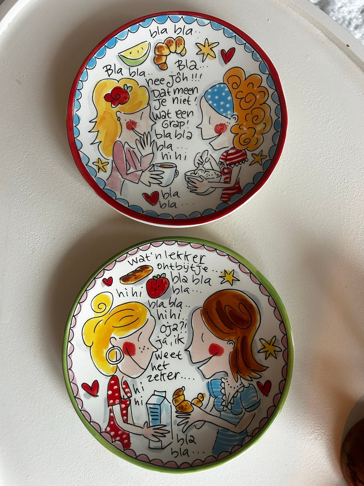 Blond Amsterdam borden ‘Even Bijkletsen' - Ø 21 cm, Ophalen, Blond Amsterdam, Zo goed als nieuw, Bord(en)