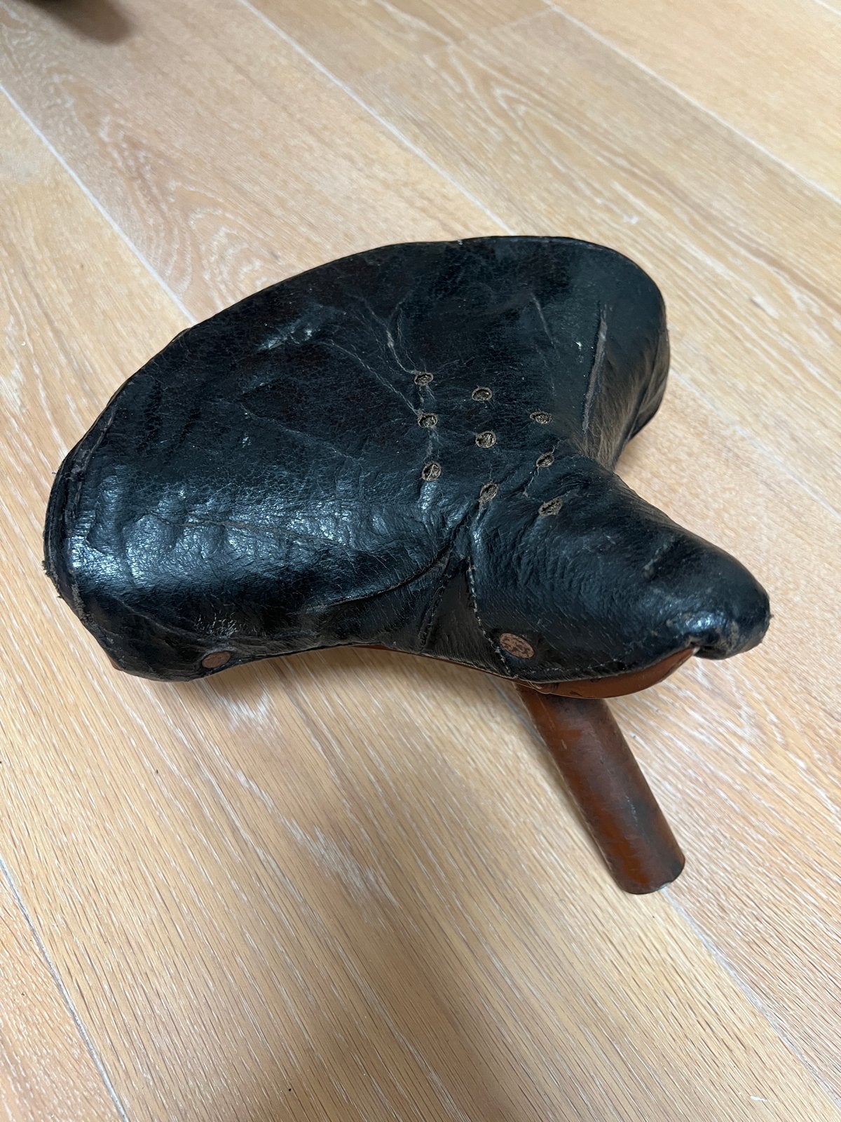 Vintage Terry fietszadel - Zwart leer met veren, Fietsen en Brommers, Ophalen, Gebruikt, Leer, Zadel