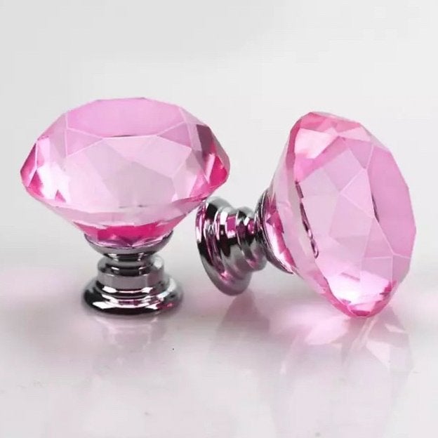 Glazen Diamant kastknop - Facet Geslepen - Roze, Almere, JoyClusive, Nieuw, Ophalen of Verzenden