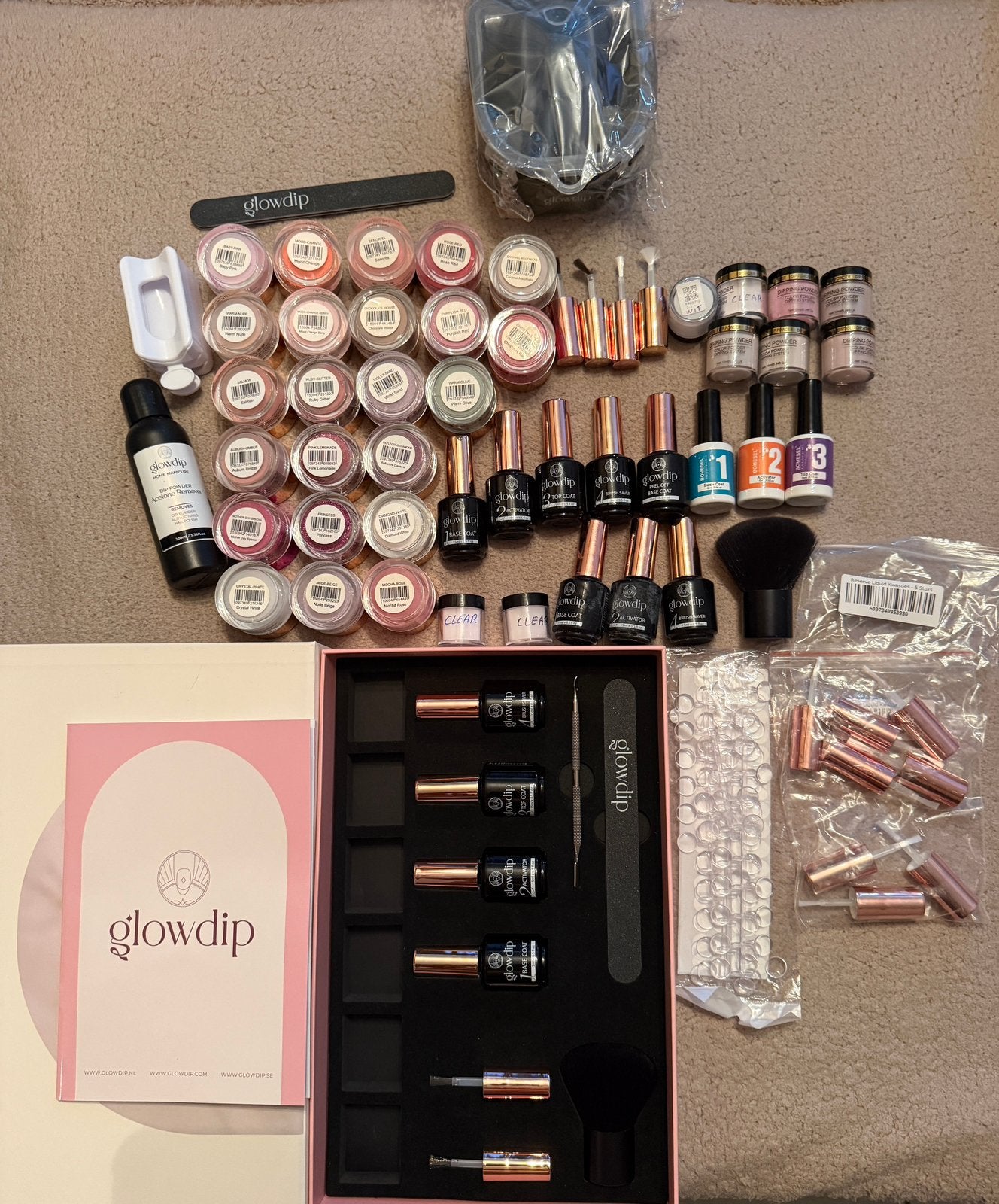 Glow dip meerendeel nieuw en zeer compleet set dippingpowder, Ophalen of Verzenden, Zo goed als nieuw, Overige kleuren, Handen en Nagels