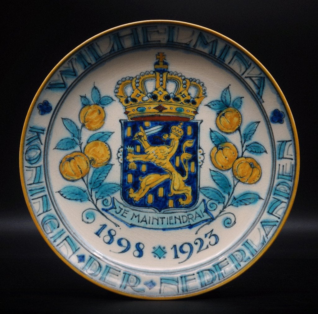 Porceleyne Fles wandbord Wilhelmina 1923, Verzenden, Zo goed als nieuw, Nederland, Overige typen
