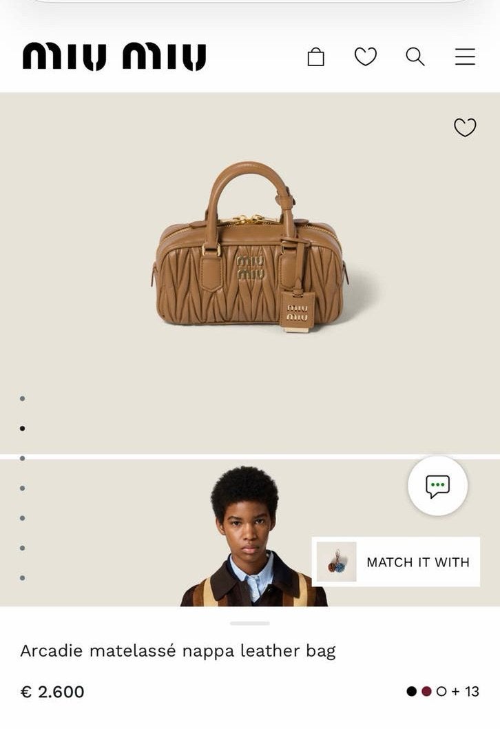 Miu Miu Arcadie Matelassé Nappa Leren Tas Camel/Caram, Ophalen of Verzenden, Nieuw, Bruin, Handtas