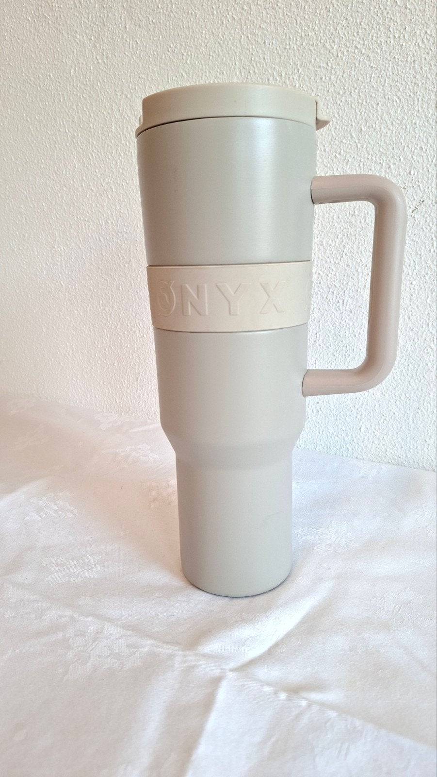 Onyx Thermosbeker met Handvat zand beige, Beige, Overige typen, Nieuw, Ophalen of Verzenden