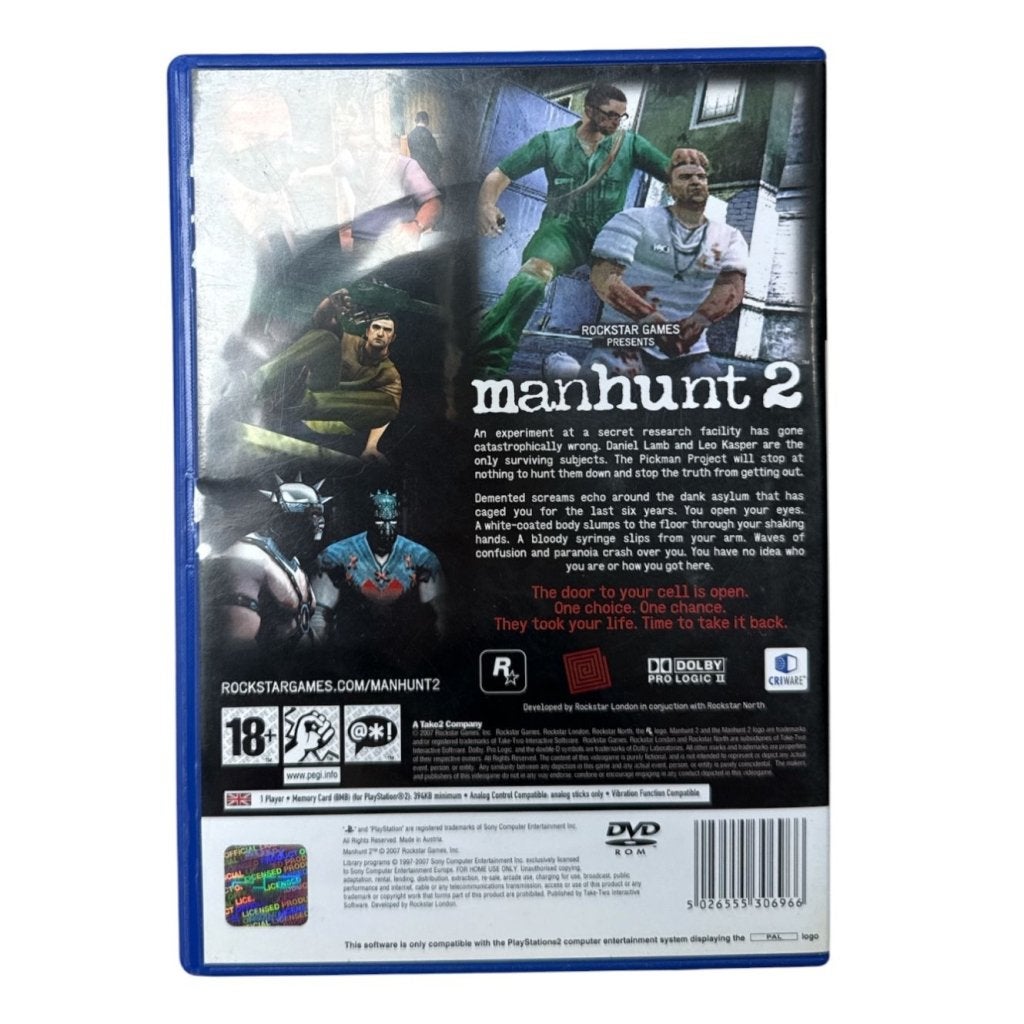 Manhunt 2 PS2 Game Excl. Handleiding, Rockstar Games, Zo goed als nieuw, https://support.rockstargames.com/, 622 Broadway, New York, NY 10012, Verenigde Staten