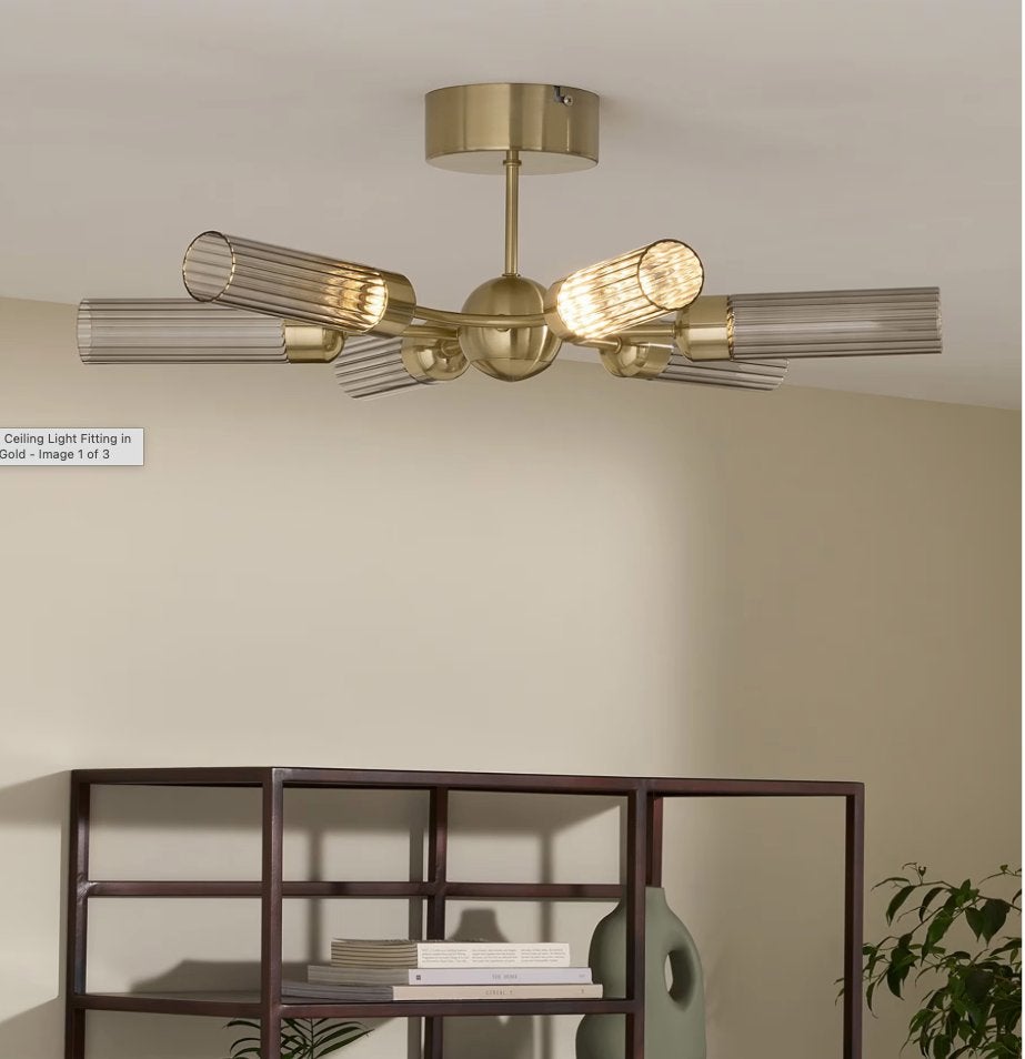 Verona plafondlamp in champagnegoud, Dimbaar, 65 cm, Ophalen of Verzenden, Zo goed als nieuw