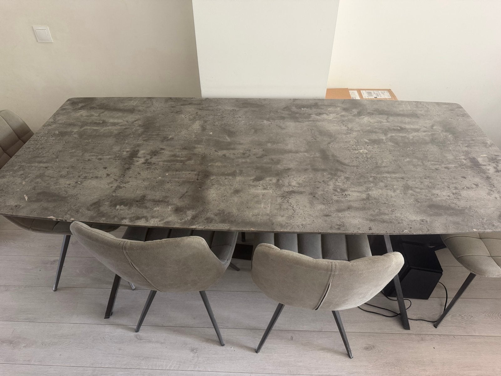 Moderne Eettafel 190x90cm - Grijs Betonlook, Huis en Inrichting, Ophalen, Overige materialen, Gebruikt, 50 tot 100 cm