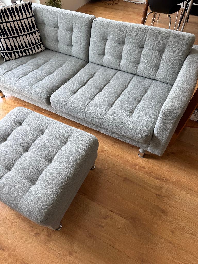 IKEA Landskrona 3-zitsbank met poef, Ophalen, Gebruikt, Tweepersoons, 75 tot 100 cm