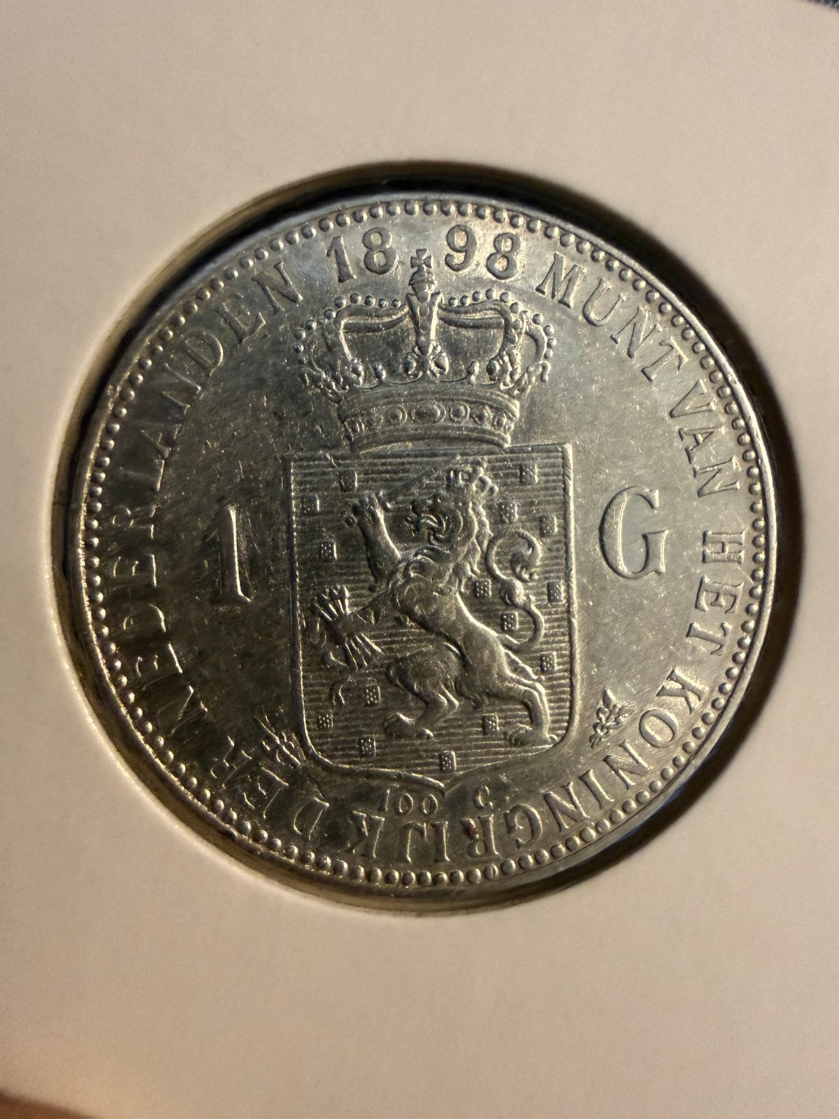 Mooie gulden 1898 Wilhelmina, 1 gulden, Zilver, Ophalen of Verzenden, Koningin Wilhelmina