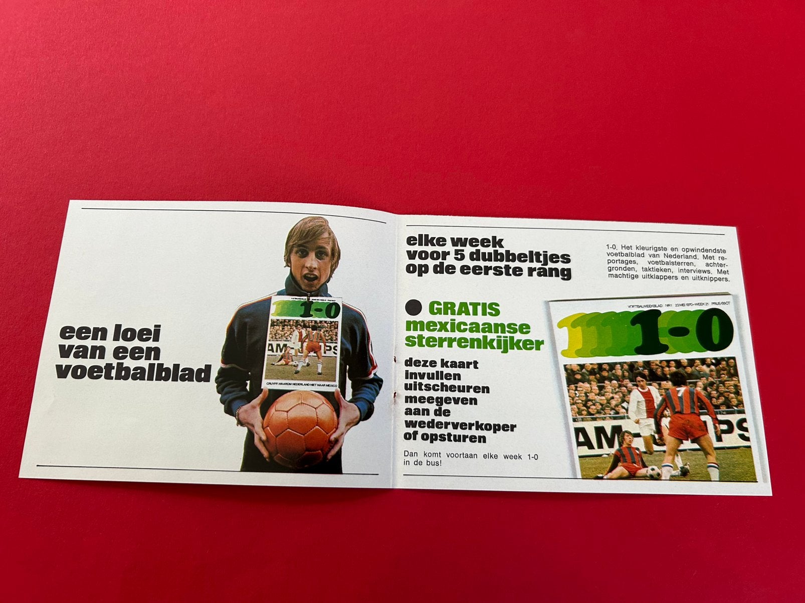 1-0 abonnementskaart 1970 Johan Cruijff Ajax!, Verzamelen, Verzenden, Gebruikt, Ajax, Poster, Plaatje of Sticker