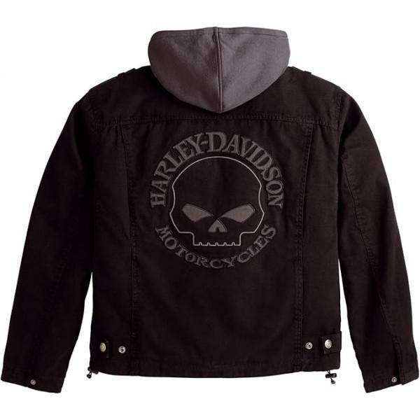 Harley canvas jas/jacket met hoodie, Skull, Zwart/grijs, nw, Ophalen of Verzenden, Nieuw met kaartje, Jas | textiel