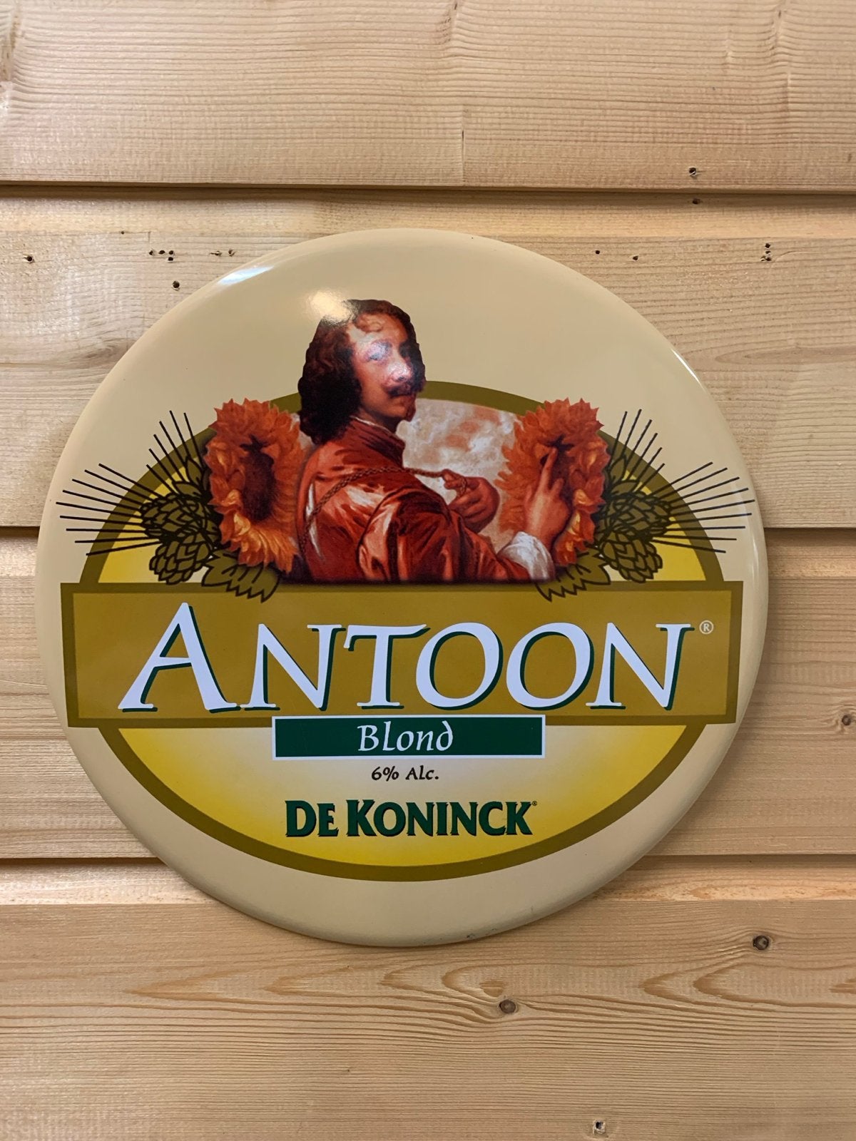 De Koninck Antoon Blond Karton Reclamebord - 27 cm, Reclamebord, Gebruikt, Ophalen of Verzenden, A