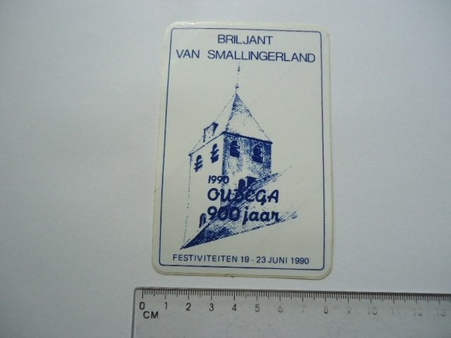 sticker oud OUDEGA 1990 Smallingerland friesland, Verzenden, Zo goed als nieuw, Bedrijf of Vereniging