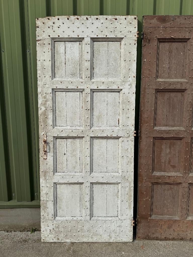 3 antieke deuren met gesmede spijkers 220x93,5cm, Ophalen
