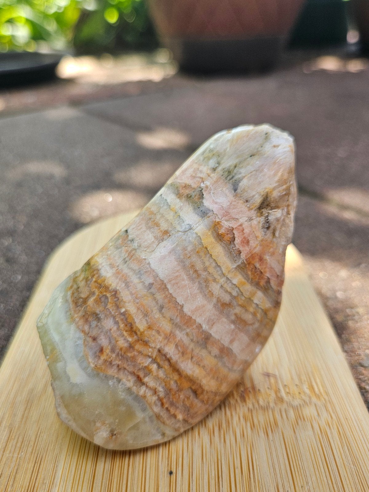 Gepolijste pastelkleurige aragoniet, Ophalen of Verzenden, Mineraal