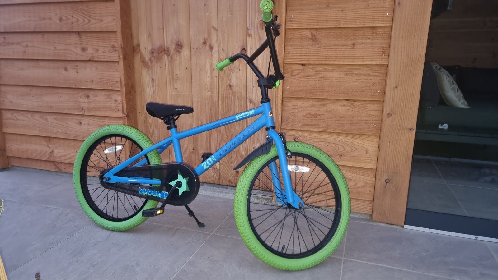 Bikestar 20 inch BMX fiets - Blauw/Groen, Fietsen en Brommers, Fietsen | Crossfietsen en BMX, Ophalen, Gebruikt, Staal, 20 tot 24 inch