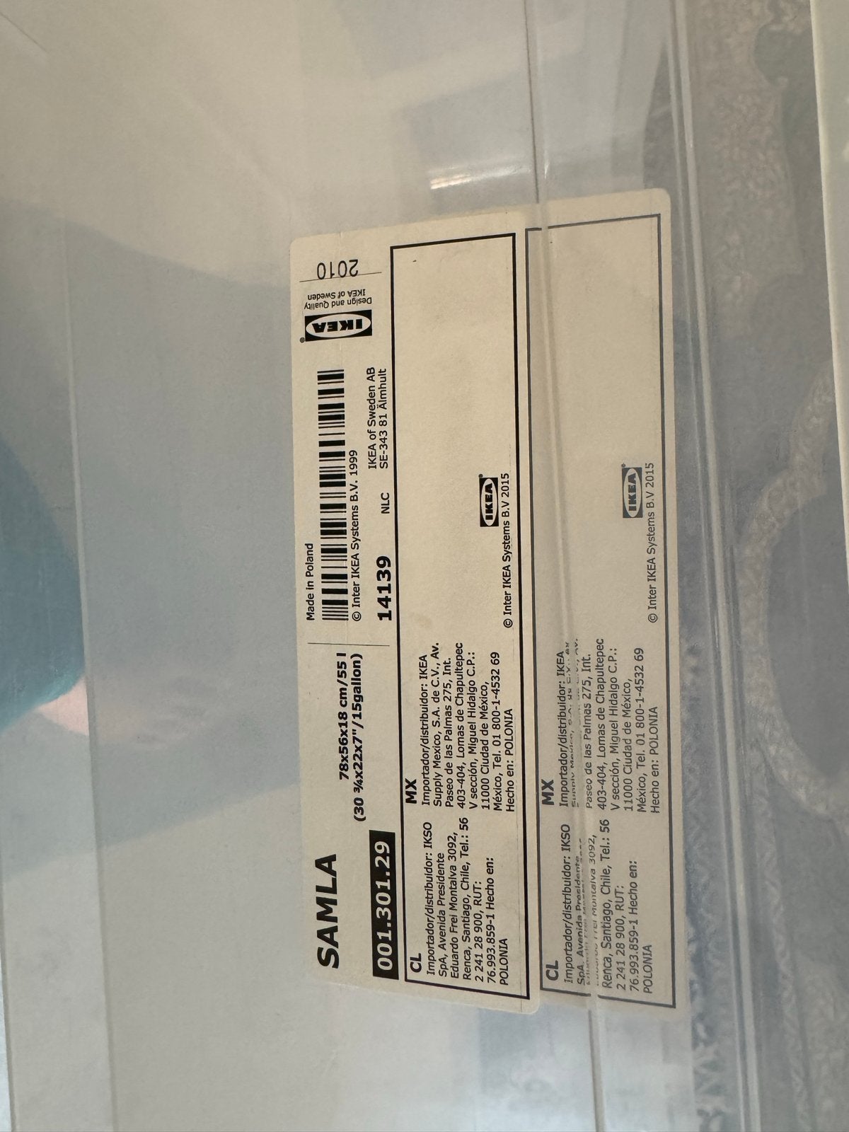 IKEA SAMLA opbergbox 78x56x18 cm / 55L, Huis en Inrichting, Ophalen, Kunststof, 50 tot 100 cm, Zo goed als nieuw