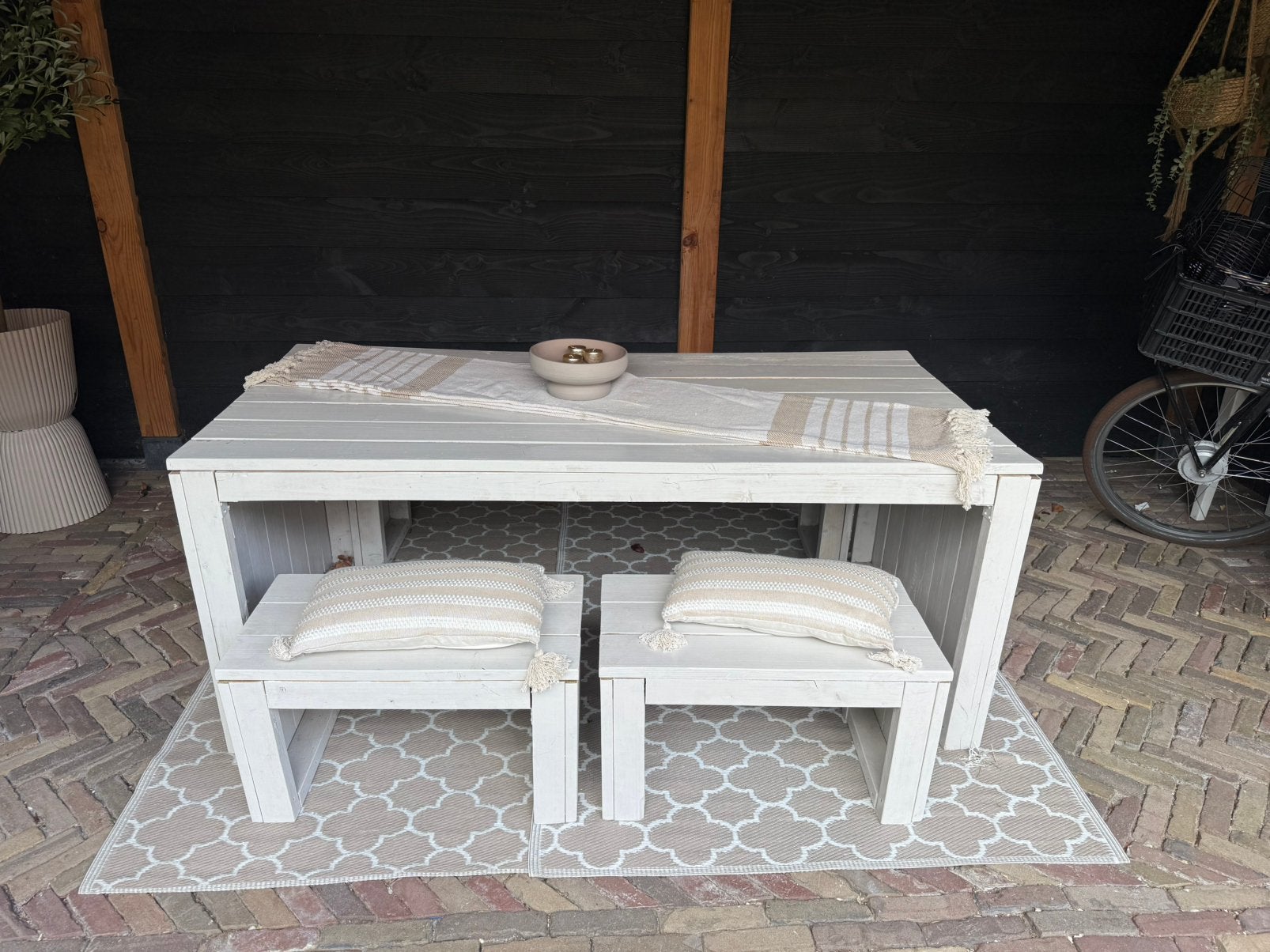 Luxe picknick eettafel tuin, Tuin en Terras, Tuinsets en Loungesets, Ophalen, 4 zitplaatsen, Gebruikt, Eettafel