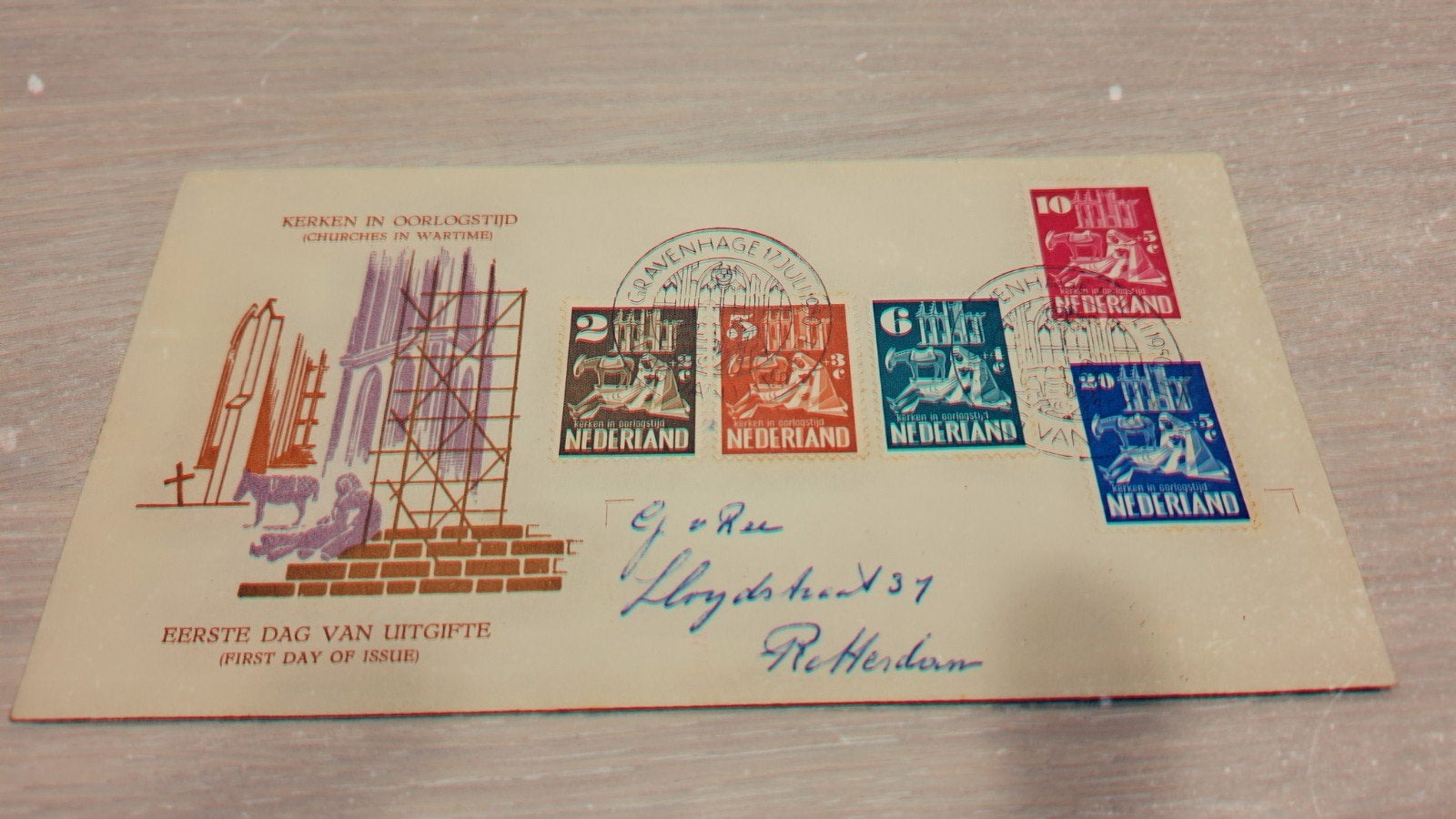 FDC E2 Nederland - Kerken in Oorlogstijd - Beschreven, Postzegels en Munten, Ophalen of Verzenden, Beschreven, Nederland