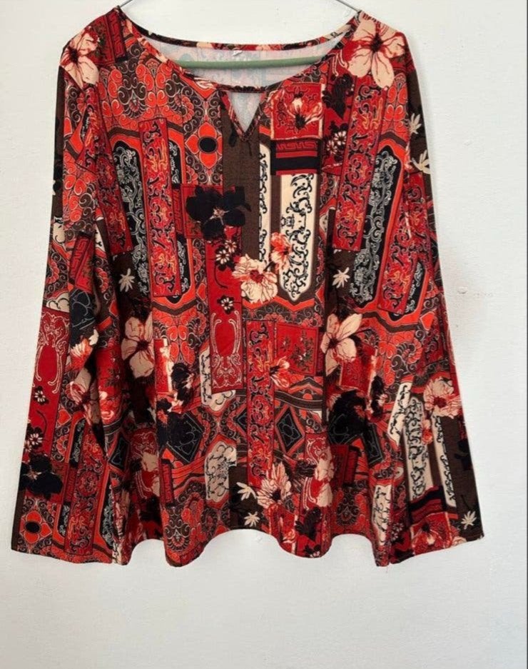 Vrolijke blouse voor herfst, Meerkleurig, Maat 46/48 (XL) of groter, Ophalen of Verzenden, Zo goed als nieuw