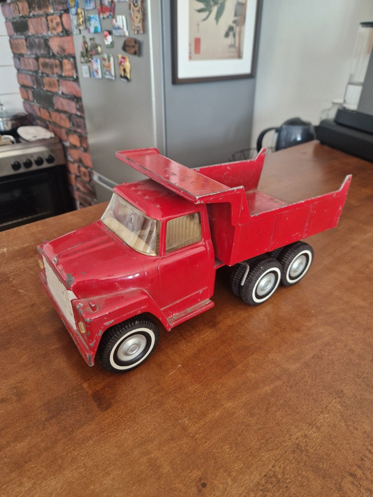 Vintage Ertl International Kipper Vrachtwagen - Rood, Ophalen of Verzenden, Gebruikt