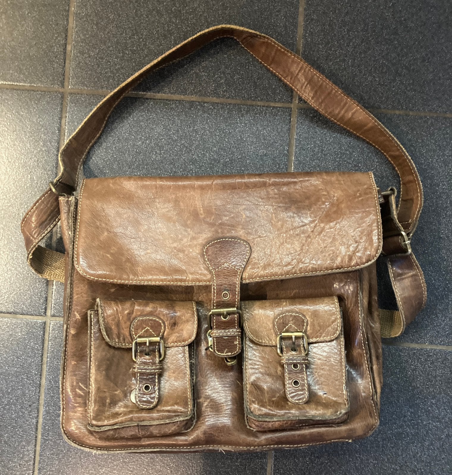 Leren aktetas schooltas, Sieraden, Tassen en Uiterlijk, Tassen | Schooltassen, Gebruikt, Bruin, Aktetas of Boekentas, Ophalen of Verzenden