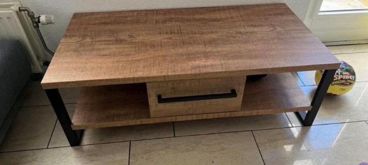 Salontafel Cothen - Hout met metalen onderstel, Ophalen, 100 tot 150 cm, 50 tot 100 cm, Zo goed als nieuw