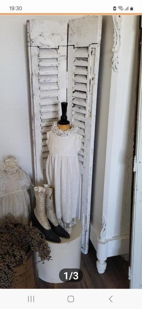 Antieke Franse louvre luiken - Shabby Chic decoratie, Ophalen of Verzenden