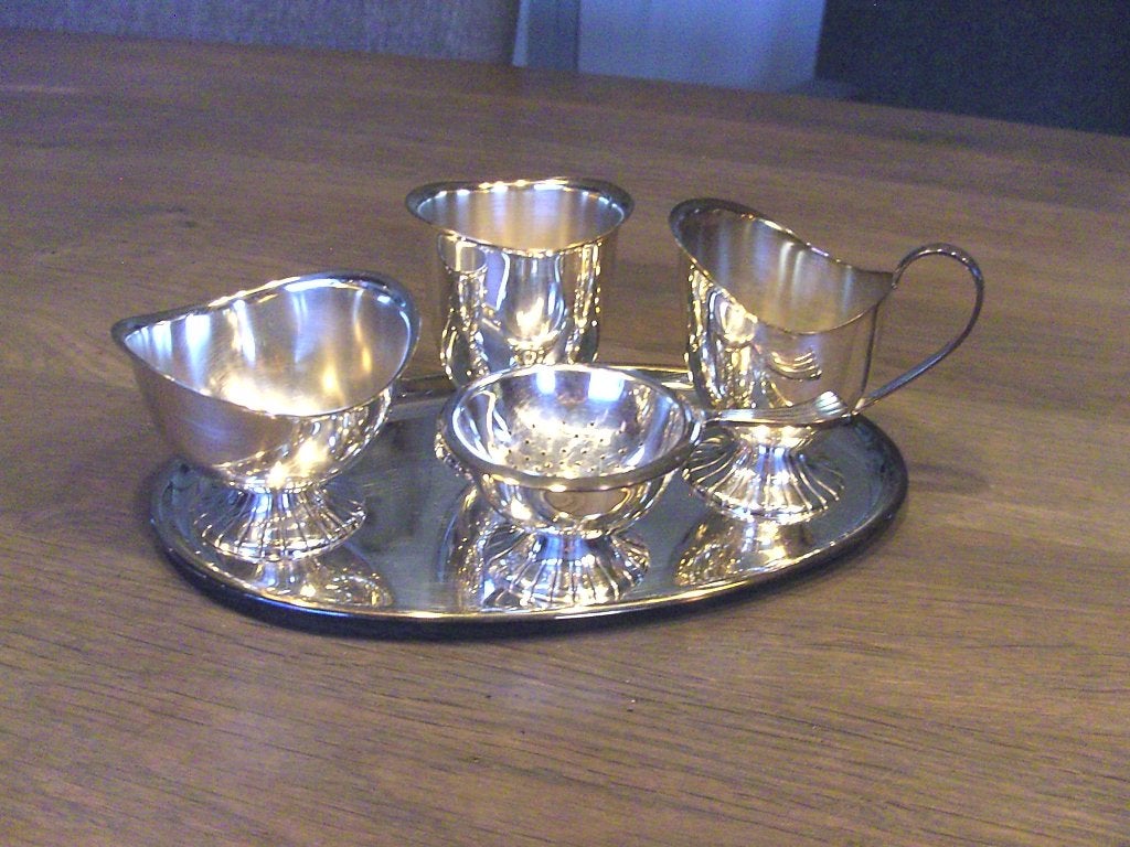 Uitgebreid verzilverd Roomstelletje Douwe Egberts, Huis en Inrichting, Overige merken, Overige typen, Ophalen of Verzenden, Zo goed als nieuw