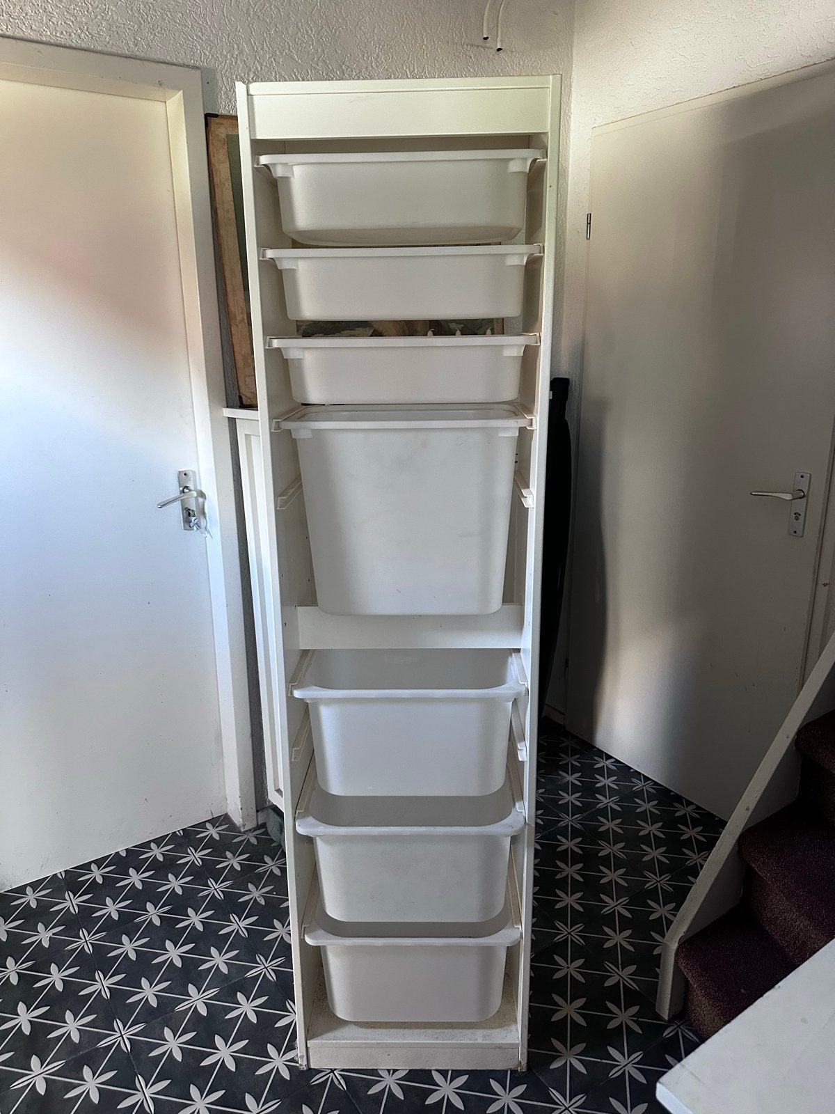 IKEA Trofast kast met 7 witte bakken (3 laag, 3 medium, 1 ho, Ophalen, Gebruikt