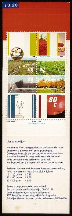 Nederland Postzegelboekje 50 postfris Vier Seizoenen, Postzegels en Munten, Ophalen of Verzenden, Na 1940, Postfris