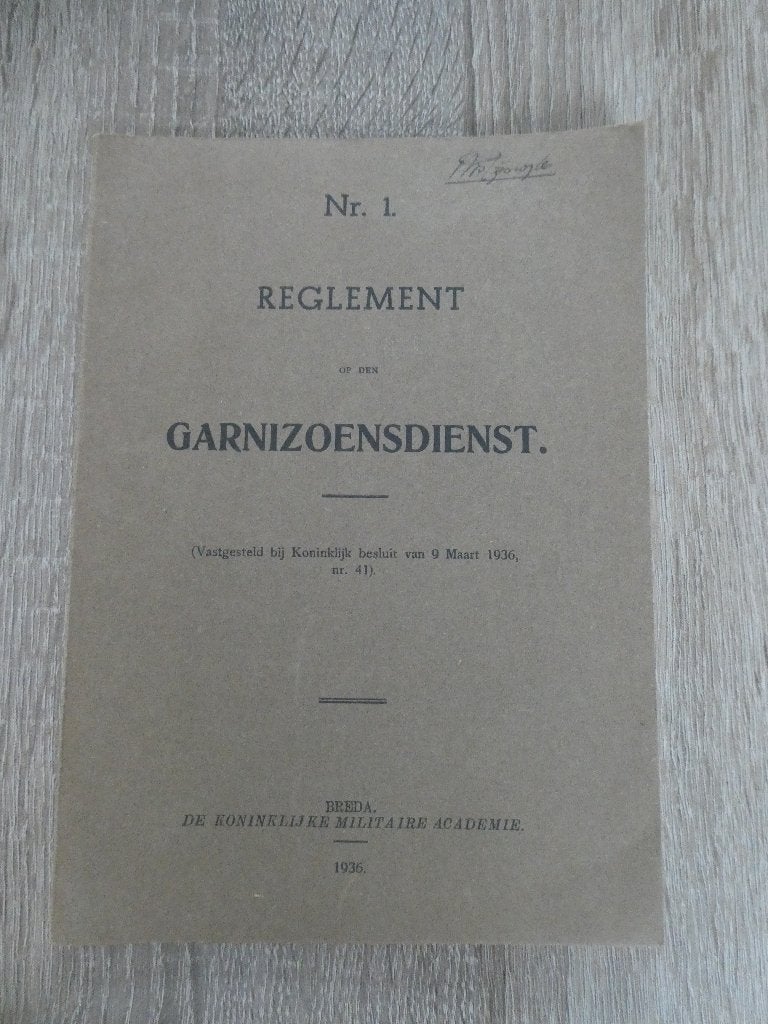 No. 1 Regelement Garnizoensdienst. 1936, Verzamelen, Ophalen of Verzenden, Landmacht, Nederland, Boek of Tijdschrift