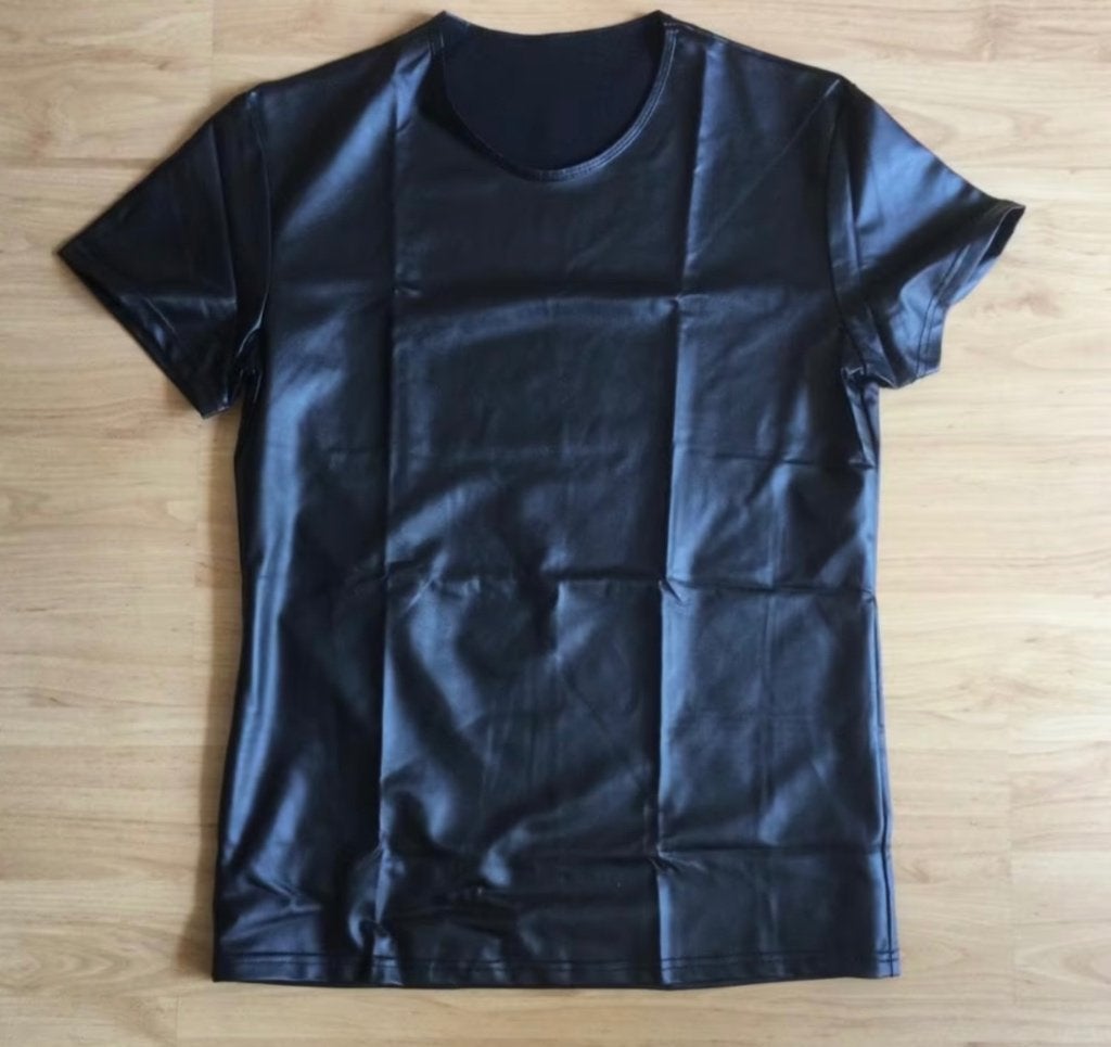 T shirt, lederlook, zwart maat M, nieuw, gay / hetero, Ophalen of Verzenden, Nieuw, Maat 48/50 (M), Zwart