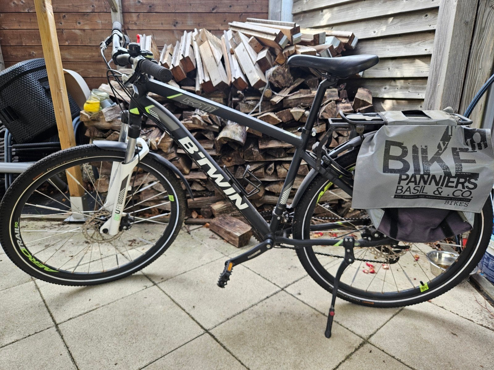 Btwin Rockrider 520 - Maat L met bagagedrager en tassen, Gebruikt, Overige maten, 57 tot 61 cm, Ophalen