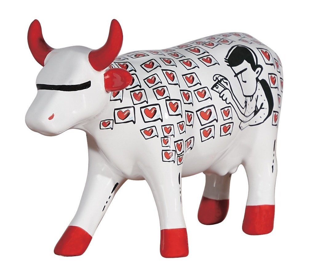 Nieuw Cow Parade koe Mensagem Recebida gratis verzending., Antiek en Kunst, Kunst | Designobjecten, Ophalen of Verzenden, Beeld