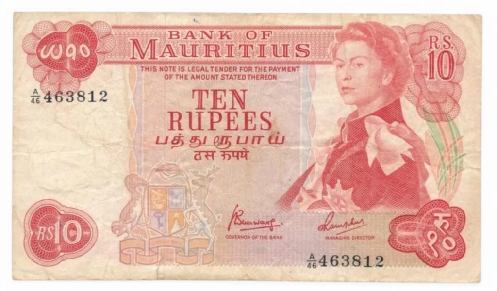 Mauritius 10 Rupees 1967, Ophalen of Verzenden, Overige landen, Los biljet