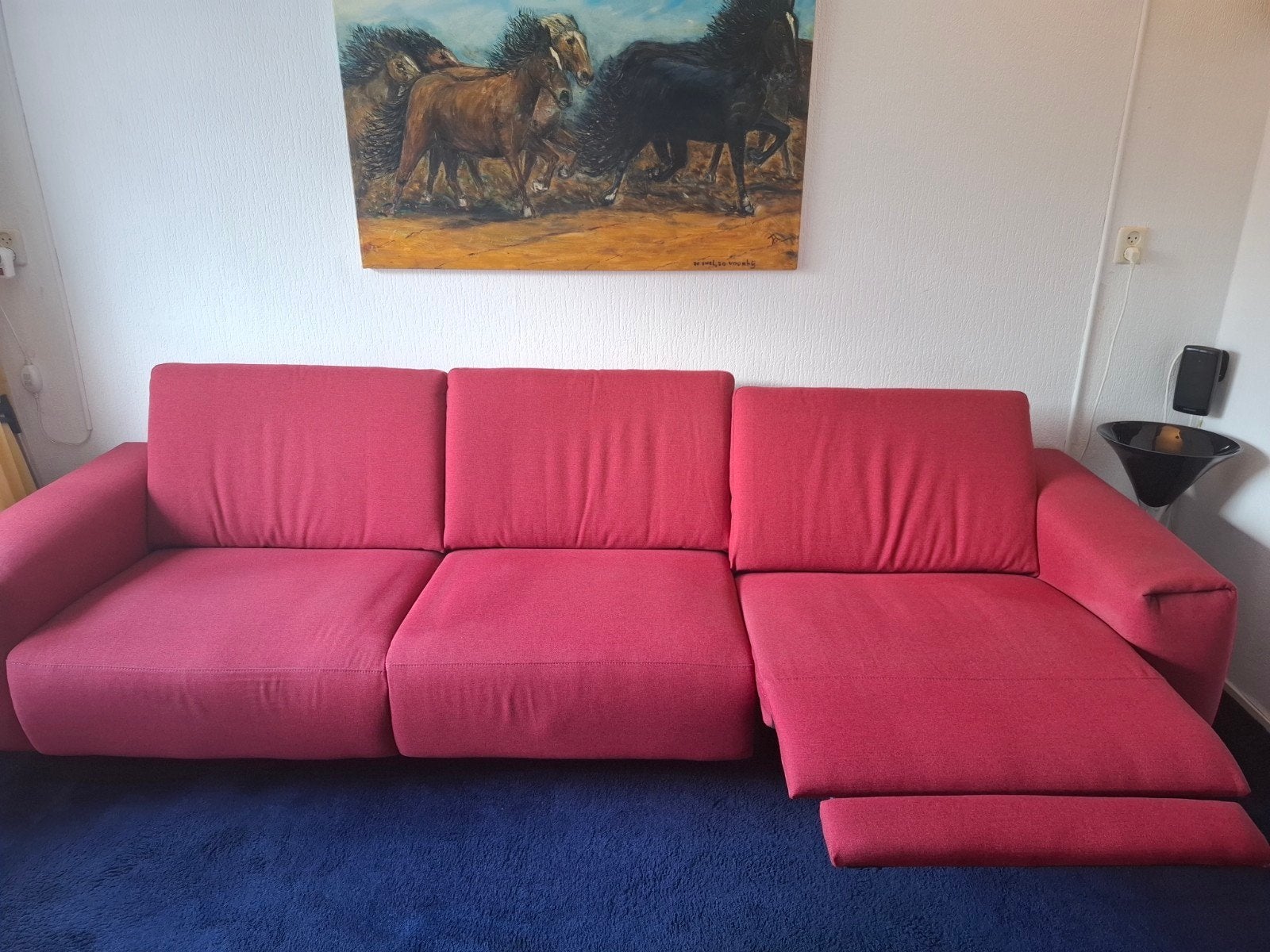Mooie rode 3-zits relaxbank van Pronto, Huis en Inrichting, Ophalen, 250 tot 300 cm, Gebruikt, Driepersoons