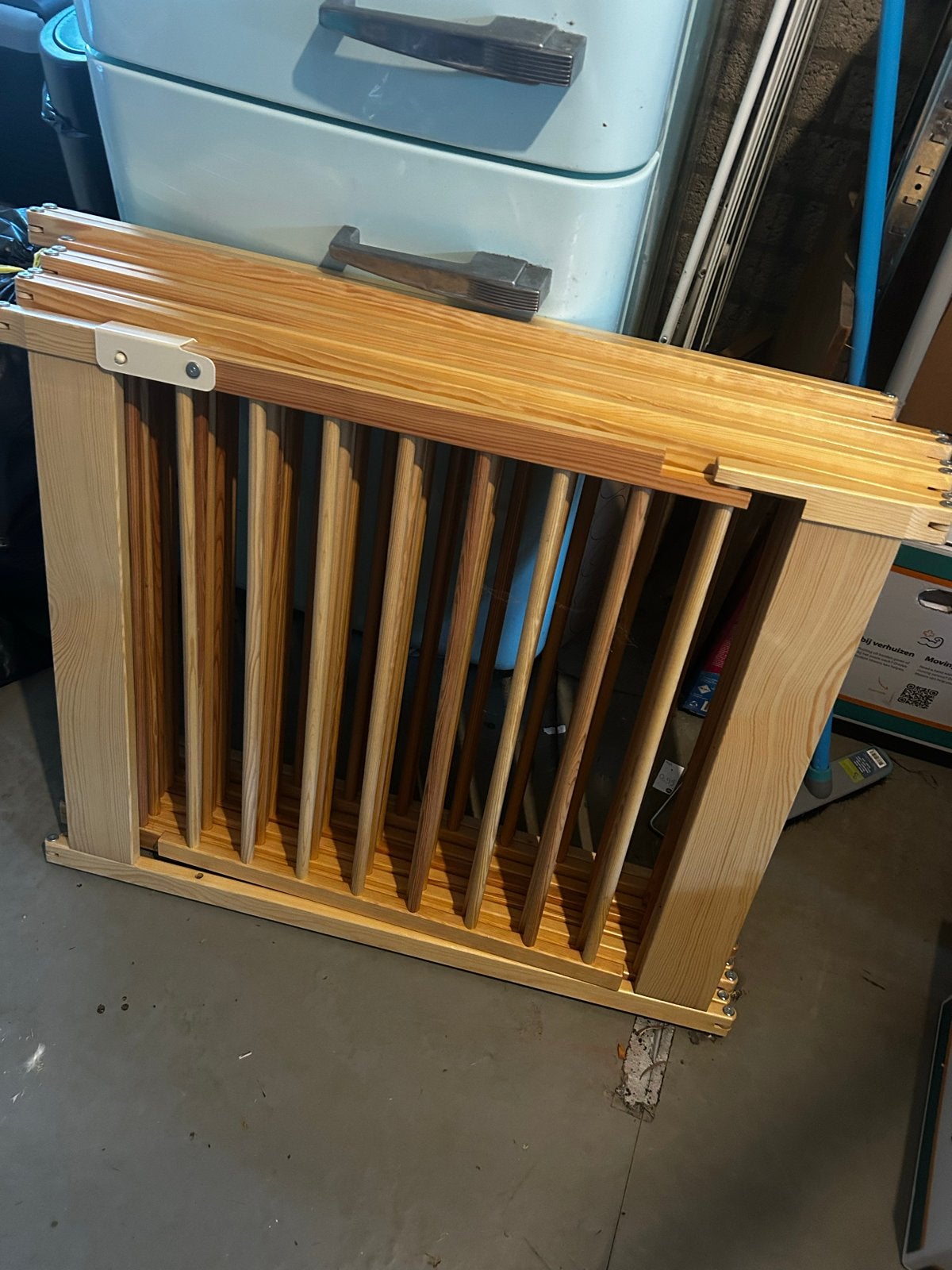 Houten grondbox 8 panelen, Ophalen, Zo goed als nieuw, Klemhekje, Hout