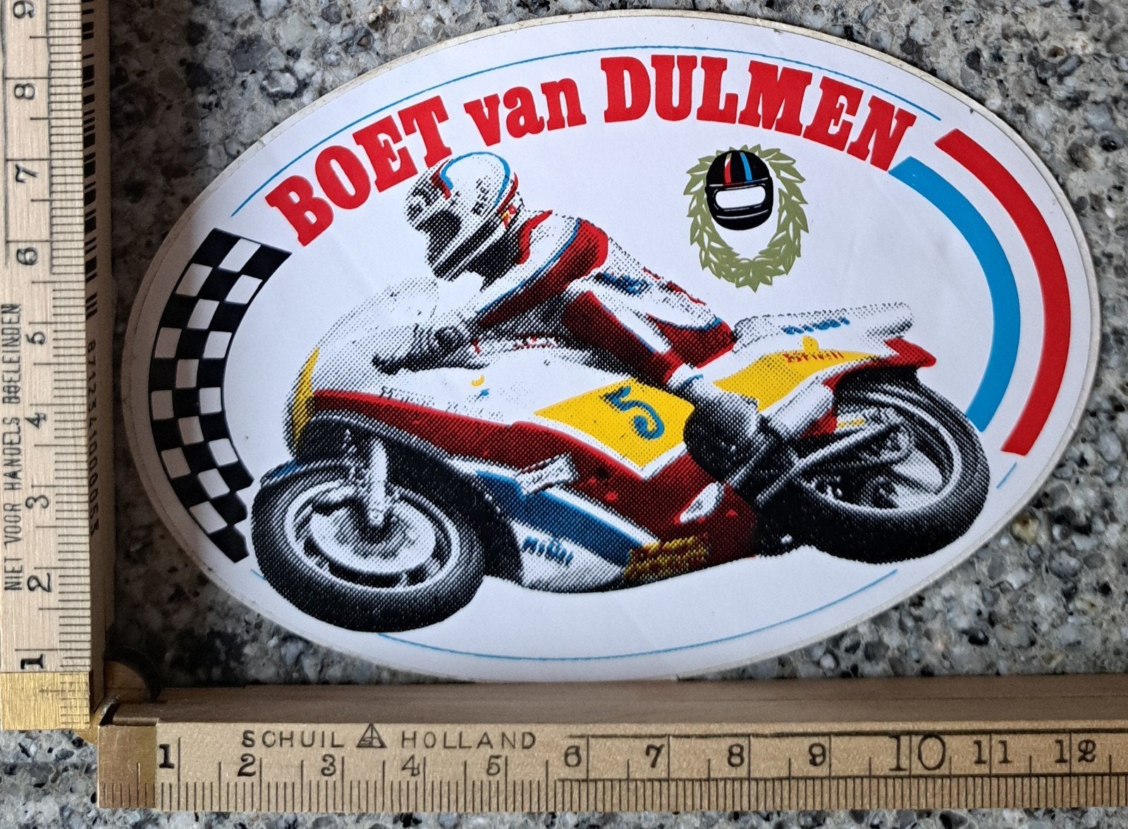 Vintage sticker Boet van Dulmen Wegrace  motor motorrace, Verzamelen, Ophalen of Verzenden, Zo goed als nieuw