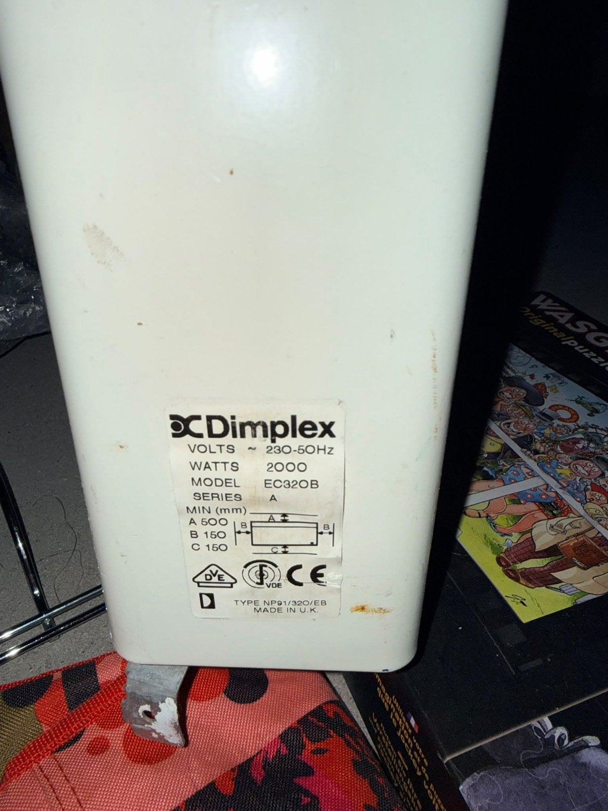 Dimplex EC320B Elektrische Kachel - 2000W, Ophalen, Gebruikt, Kachel, 80 cm of meer