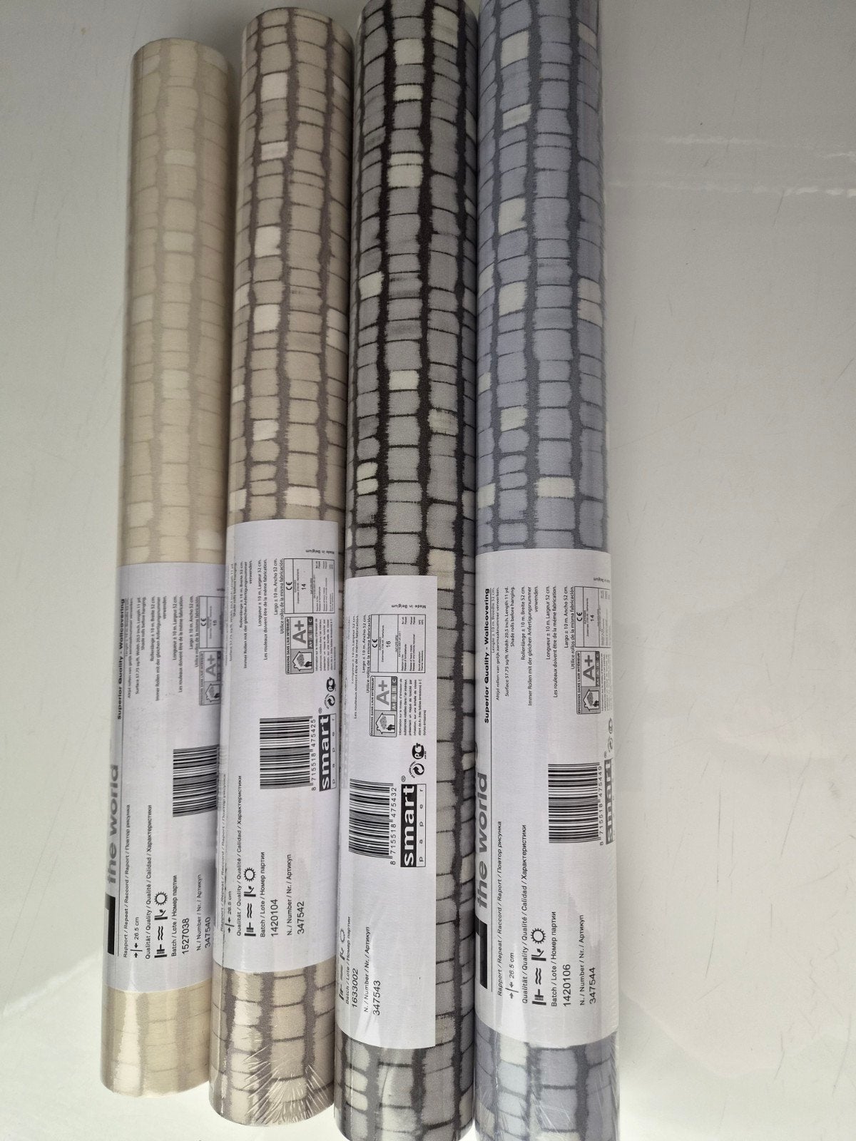 Eijffinger behang 4 tinten mozaïek patroon, Overige merken, 75 m² of meer, Geometrisch, Grijs