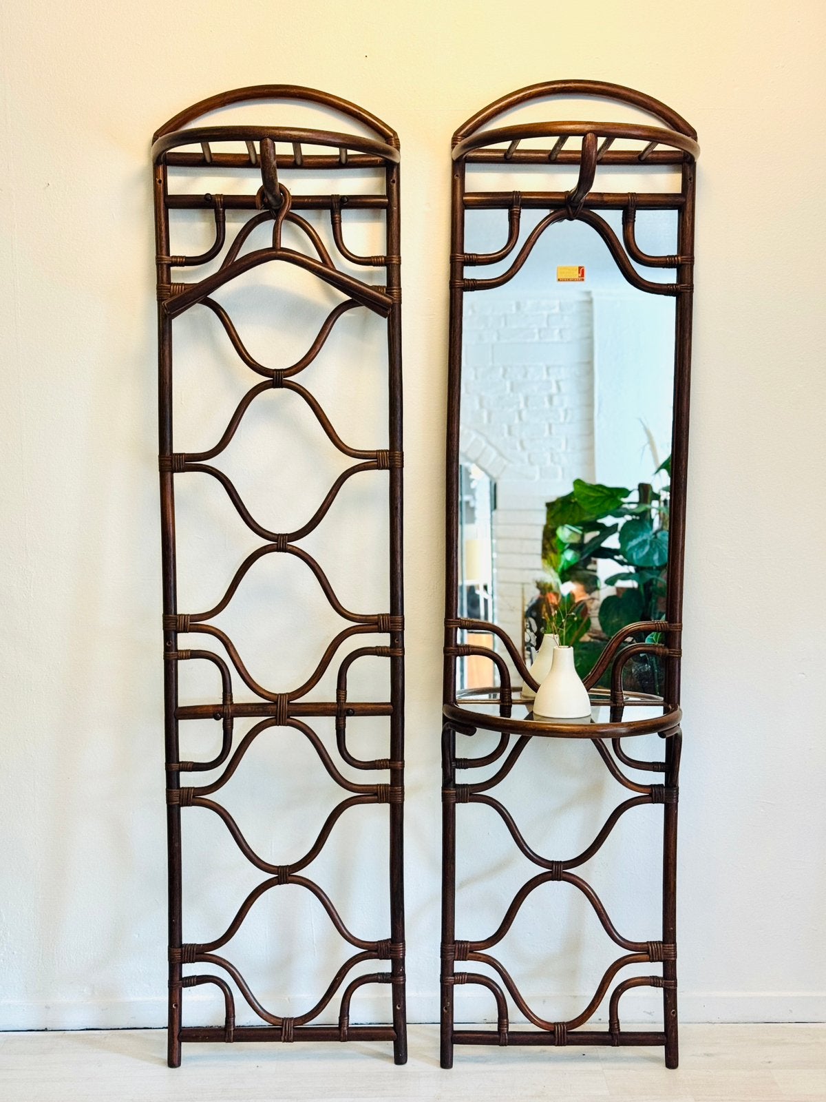 Vintage boho rotan wandkapstok garderobe jaren 70, Zo goed als nieuw, X, Ophalen, Wandkapstok